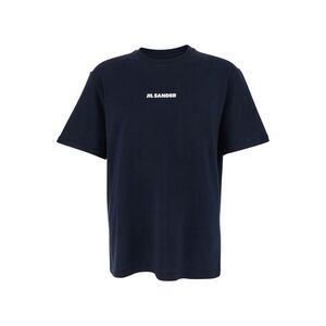 Jil Sander Men Blue T-Shirt With Logo Lettering On The Front For Men
